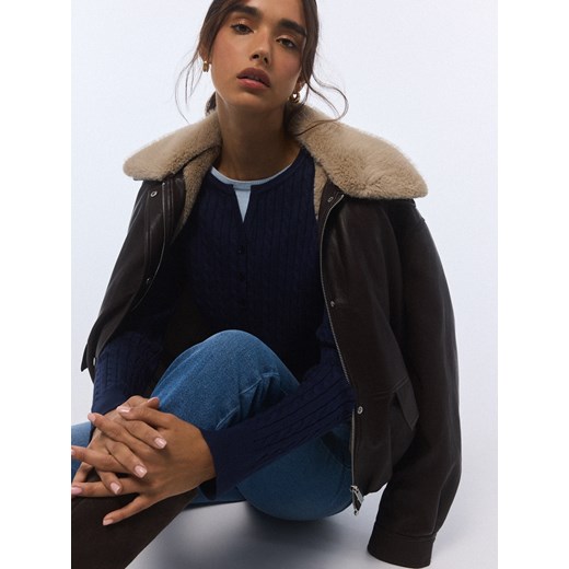 Mohito - Sweter z wiskozą - granatowy ze sklepu Mohito w kategorii Swetry damskie - zdjęcie 186672143