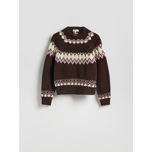 Reserved - Wzorzysty sweter - wielobarwny - id: 183HW-MLC - marki Reserved - 186672762 Reserved - Wzorzysty sweter - wielobarwny ze sklepu Reserved w kategorii Swetry damskie - zdjęcie 186672762