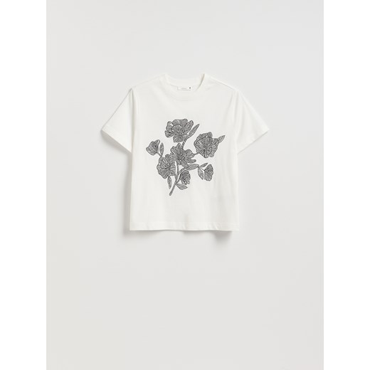 Reserved - T-shirt z aplikacjami - biały ze sklepu Reserved w kategorii Bluzki damskie - zdjęcie 186672852