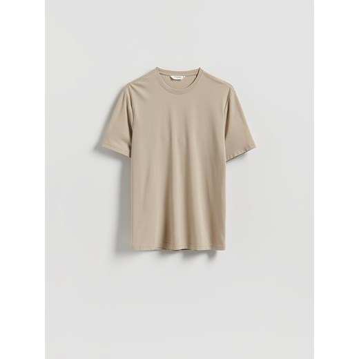 Reserved - T-shirt regular z wiskozą - beżowy ze sklepu Reserved w kategorii T-shirty męskie - zdjęcie 186673001
