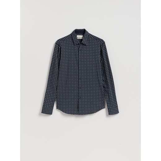 Reserved - Bawełniana koszula slim fit - granatowy ze sklepu Reserved w kategorii Koszule męskie - zdjęcie 186673071