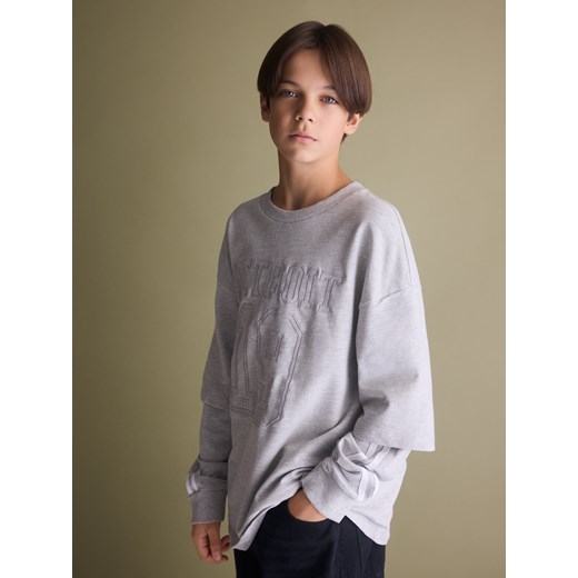 Reserved - Bawełniany longsleeve - ciemnoszary ze sklepu Reserved w kategorii T-shirty chłopięce - zdjęcie 186673103