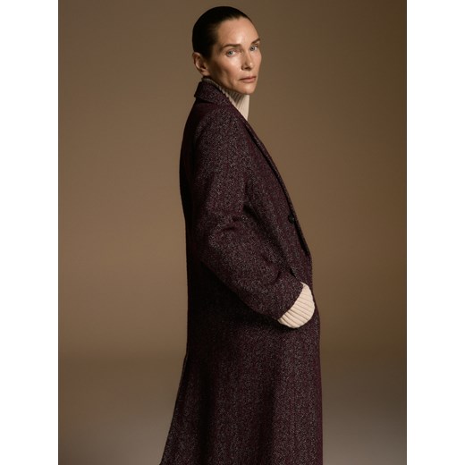 Reserved - Płaszcz z wełną - karminowy Reserved XS Reserved