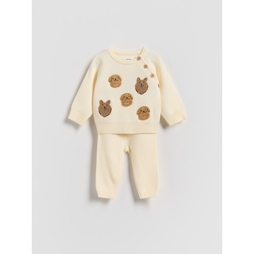 Reserved - Dzianinowy komplet z wiskozą - złamana biel Reserved 68 (3-6 m.) Reserved