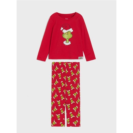 Sinsay - Bawełniana piżama dwuczęściowa z nadrukiem Grinch - czerwony - id: 043DP-33X - marki Sinsay - 186674162 Sinsay - Bawełniana piżama dwuczęściowa z nadrukiem Grinch - czerwony ze sklepu Sinsay w kategorii Piżamy dziecięce - zdjęcie 186674162