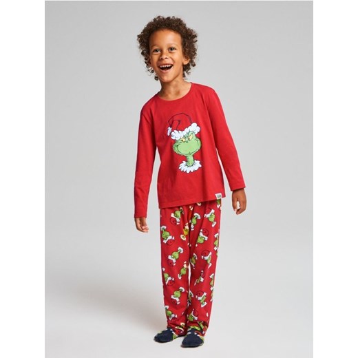 Sinsay - Bawełniana piżama dwuczęściowa z nadrukiem Grinch - czerwony - id: 045DP-33X - marki Sinsay - 186674163 Sinsay - Bawełniana piżama dwuczęściowa z nadrukiem Grinch - czerwony ze sklepu Sinsay w kategorii Piżamy dziecięce - zdjęcie 186674163