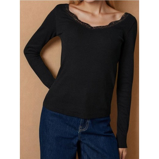 Sinsay - Koszulka z długimi rękawami - czarny ze sklepu Sinsay w kategorii Bluzki damskie - zdjęcie 186674214