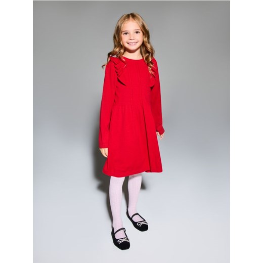 Sinsay - Sukienka dresowa z falbanami - czerwony ze sklepu Sinsay w kategorii Sukienki dziewczęce - zdjęcie 186674220