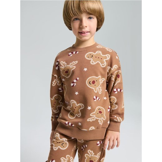 Sinsay - Bluza crewneck z motywem świątecznym - brązowy - id: 927GL-89X - marki Sinsay - 186674274 Sinsay - Bluza crewneck z motywem świątecznym - brązowy ze sklepu Sinsay w kategorii Bluzy chłopięce - zdjęcie 186674274