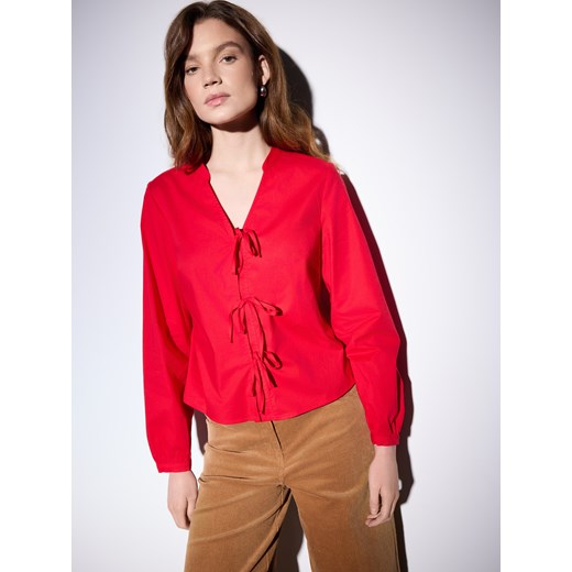 Mohito - Bluzka z wiązaniami z przodu - czerwony Mohito 32 Mohito