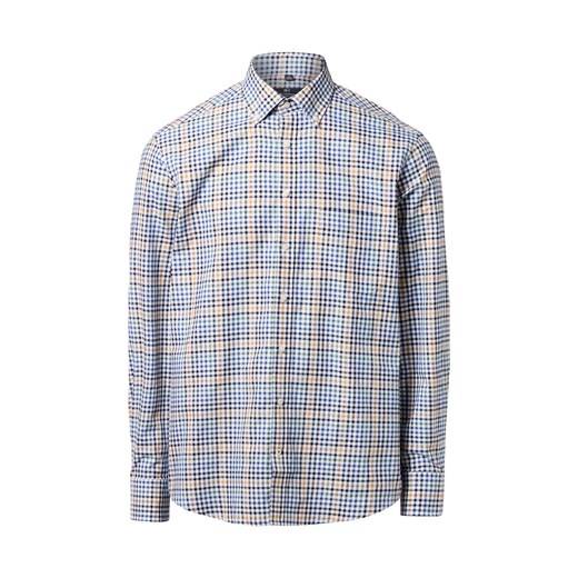 Nils Sundström Męska koszula casual Mężczyźni Regular Fit Bawełna niebieski w kratkę ze sklepu vangraaf w kategorii Koszule męskie - zdjęcie 186677284