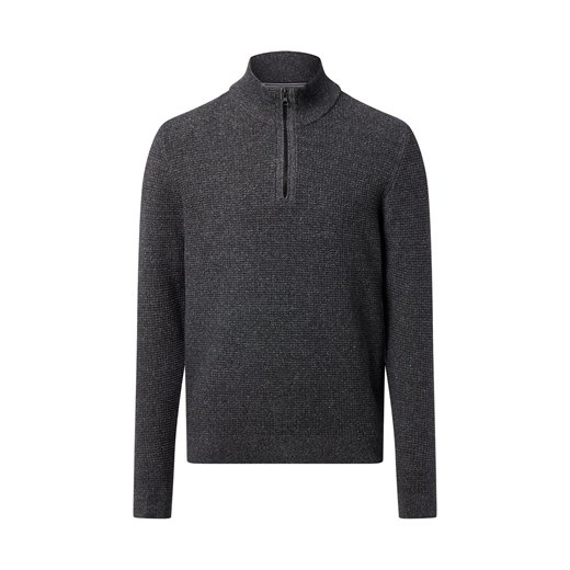 Nils Sundström Męski sweter z dzianiny Mężczyźni Bawełna antracytowy wypukły wzór tkaniny ze sklepu vangraaf w kategorii Swetry męskie - zdjęcie 186677293