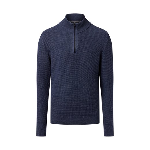 Nils Sundström Męski sweter z dzianiny Mężczyźni Bawełna niebieski wypukły wzór tkaniny ze sklepu vangraaf w kategorii Swetry męskie - zdjęcie 186677294