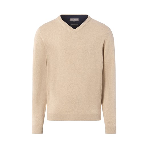 Finshley & Harding Sweter z zawartością kaszmiru Mężczyźni Bawełna beżowy marmurkowy ze sklepu vangraaf w kategorii Swetry męskie - zdjęcie 186677301