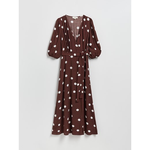 Reserved - Sukienka maxi w groszki - brązowy - id: 145FG-88X - marki Reserved - 186677681 Reserved - Sukienka maxi w groszki - brązowy ze sklepu Reserved w kategorii Sukienki - zdjęcie 186677681