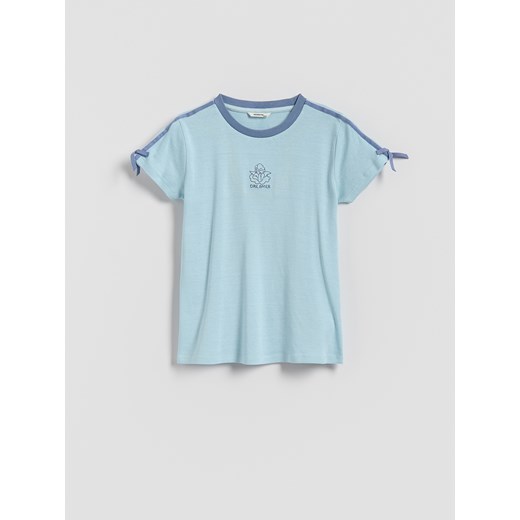Reserved - T-shirt z lampasami - niebieski ze sklepu Reserved w kategorii Bluzki dziewczęce - zdjęcie 186678103