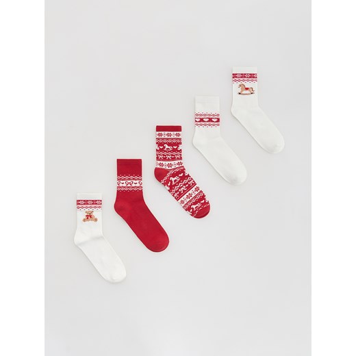 Reserved - Świąteczne skarpetki 5 pack - czerwony ze sklepu Reserved w kategorii Skarpetki dziecięce - zdjęcie 186678393