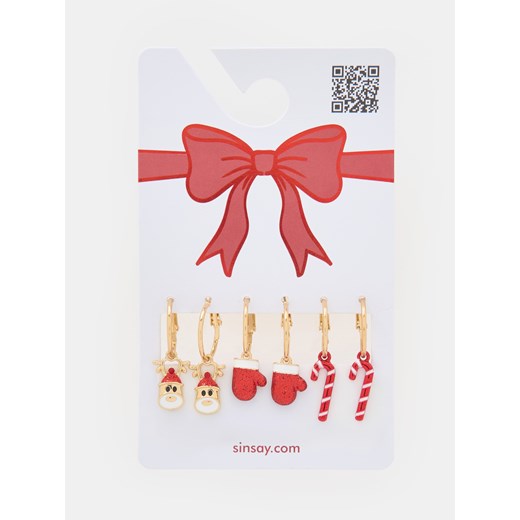 Sinsay - Kolczyki z motywem świątecznym 3 pack - wielobarwny Sinsay One Size Sinsay