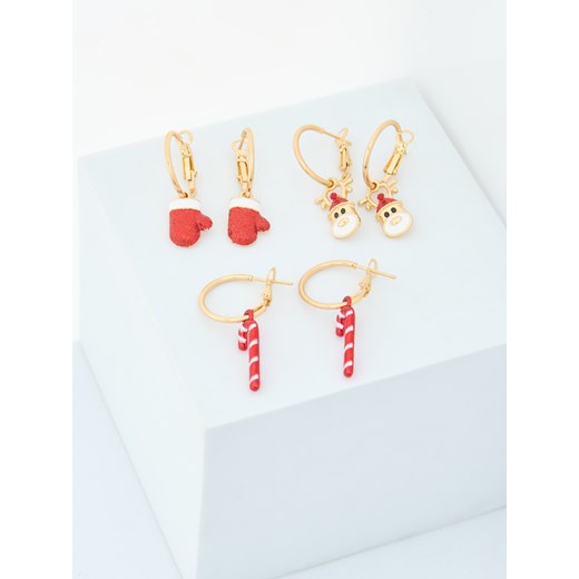 Sinsay - Kolczyki z motywem świątecznym 3 pack - wielobarwny Sinsay One Size Sinsay