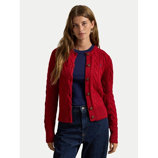 Polo Ralph Lauren Kardigan 211972104013 Czerwony Slim Fit ze sklepu MODIVO w kategorii Swetry damskie - zdjęcie 186680153