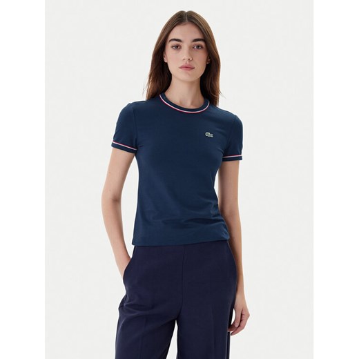 Lacoste T-Shirt TF5289 Granatowy Slim Fit ze sklepu MODIVO w kategorii Bluzki damskie - zdjęcie 186680163