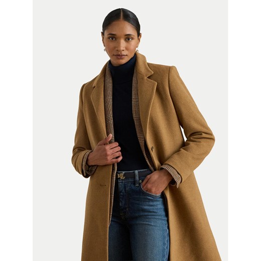 LAUREN RALPH LAUREN Płaszcz wełniany 297P04141002 Brązowy Regular Fit ze sklepu MODIVO w kategorii Płaszcze damskie - zdjęcie 186680180
