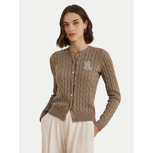 LAUREN RALPH LAUREN Kardigan 200932225012 Brązowy Slim Fit ze sklepu MODIVO w kategorii Swetry damskie - zdjęcie 186680251