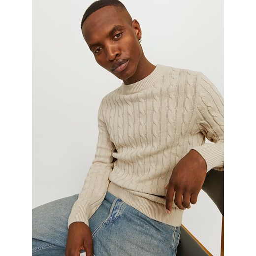 Jack &amp; Jones Sweter w kolorze beżowym ze sklepu Limango Polska w kategorii Swetry męskie - zdjęcie 186682730