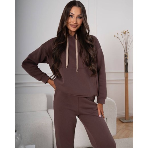 Bawełniany gruby dres damski czekoladowy (82143) - id: 25690 - marki Goodlookin.pl - 186683543 Bawełniany gruby dres damski czekoladowy (82143) ze sklepu goodlookin.pl w kategorii Komplety i garnitury damskie - zdjęcie 186683543