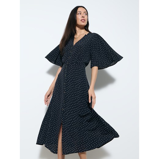 Mohito - Sukienka midi w groszki - czarny ze sklepu Mohito w kategorii Sukienki - zdjęcie 186683882