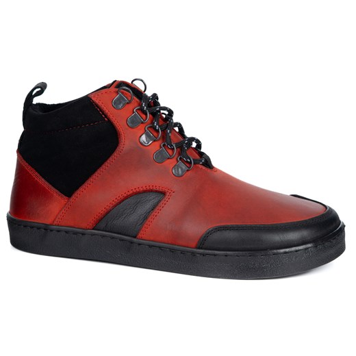 Barefoot zimowe buty skórzane unisex Explorer czerwone ze sklepu butyolivier w kategorii Botki - zdjęcie 186684330