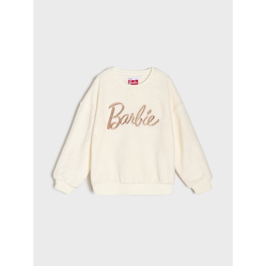 Sinsay - Bluza crewneck z napisem Barbie - kremowy Sinsay 116 (5-6 l) Sinsay