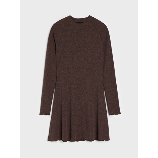 Sinsay - Prążkowana sukienka mini - brązowy Sinsay S Sinsay