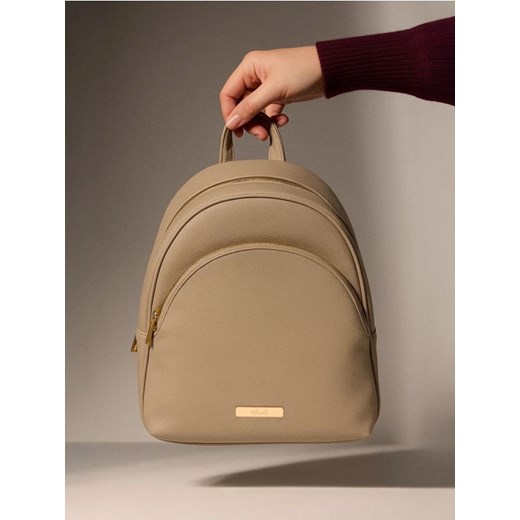 Sinsay - Plecak z imitacji skóry - beżowy ze sklepu Sinsay w kategorii Plecaki - zdjęcie 186684730