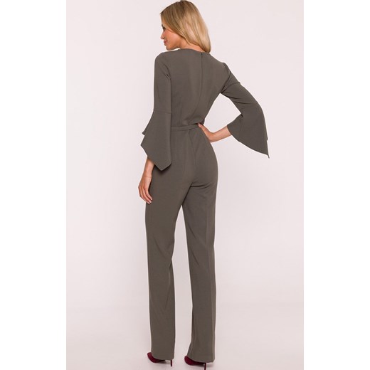 Stylove kombinezon damski z falbaną przy rękawie w kolorze khaki S416, Kolor khaki, Rozmiar L, Stylove ze sklepu Primodo w kategorii Kombinezony damskie - zdjęcie 186686004