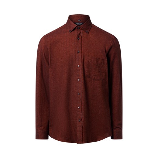 Andrew James Męska koszula flanelowa Mężczyźni Regular Fit Bawełna bordowy wzorzysty ze sklepu vangraaf w kategorii Koszule męskie - zdjęcie 186693950