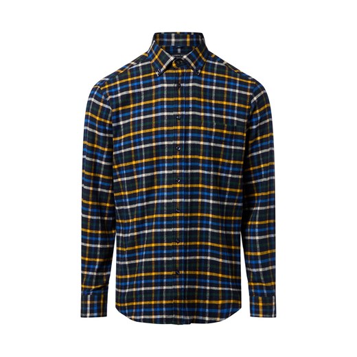 Andrew James Męska koszula flanelowa Mężczyźni Regular Fit Bawełna granatowy w kratkę ze sklepu vangraaf w kategorii Koszule męskie - zdjęcie 186693951