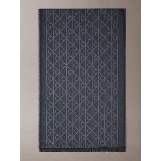 Calvin Klein Męski wełniany szalik Mężczyźni Wełna antracytowy wzorzysty ze sklepu vangraaf w kategorii Szaliki męskie - zdjęcie 186693954