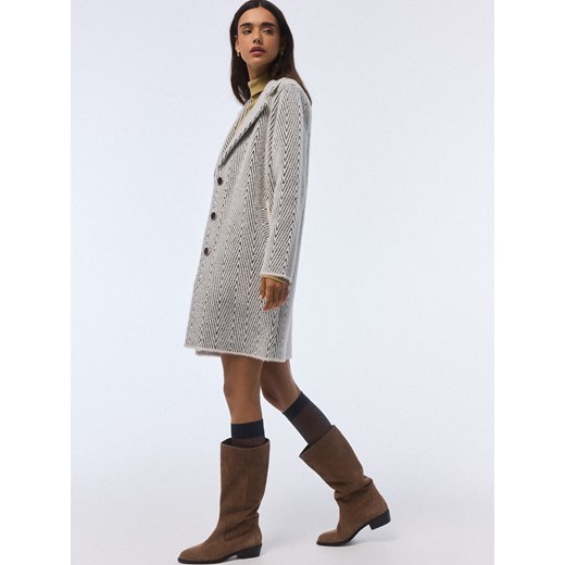 Mohito - Kremowy kardigan oversize - kremowy ze sklepu Mohito w kategorii Swetry damskie - zdjęcie 186694401