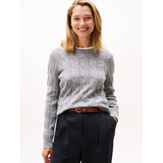 Tommy Hilfiger Sweter damski z dzianiny Kobiety Wełna szary jednolity ze sklepu vangraaf w kategorii Swetry damskie - zdjęcie 186694543