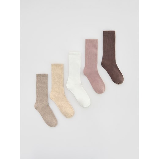 Reserved - Skarpetki z bawełną 5 pack - złamana biel ze sklepu Reserved w kategorii Skarpetki damskie - zdjęcie 186695090