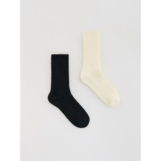 Reserved - Skarpetki z domieszką wełny 2 pack - czarny - id: 626FA-99X - marki Reserved - 186695093 Reserved - Skarpetki z domieszką wełny 2 pack - czarny ze sklepu Reserved w kategorii Skarpetki damskie - zdjęcie 186695093