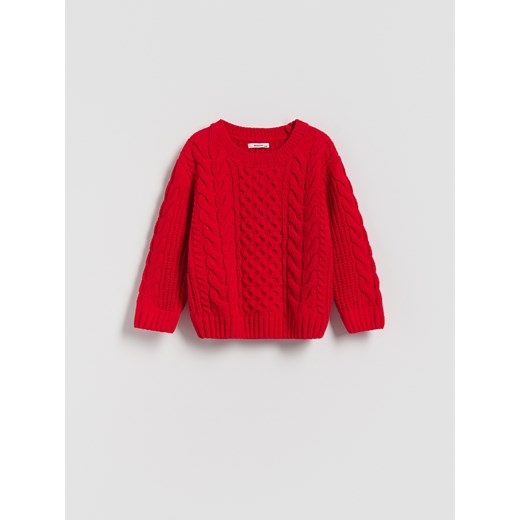 Reserved - Sweter z fakturą - czerwony - id: 774FH-33X - marki Reserved - 186695202 Reserved - Sweter z fakturą - czerwony ze sklepu Reserved w kategorii Swetry dziewczęce - zdjęcie 186695202