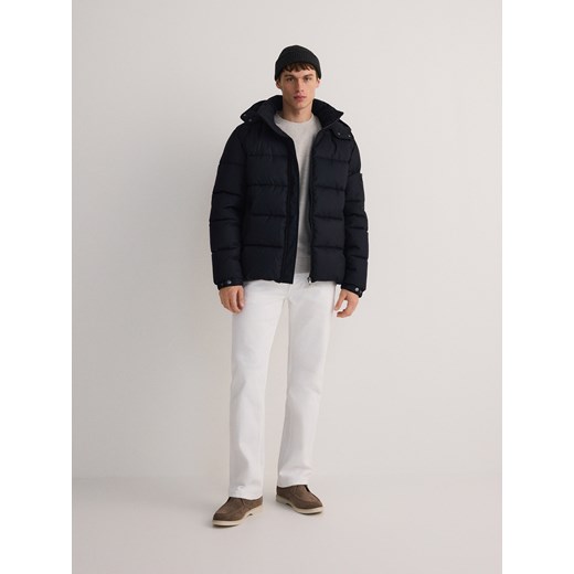 Reserved - Pikowana kurtka z kapturem - granatowy Reserved S Reserved