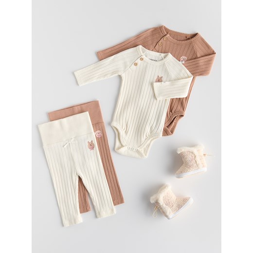 Reserved - Bawełniane body 2 pack - brązowy ze sklepu Reserved w kategorii Body niemowlęce - zdjęcie 186695262