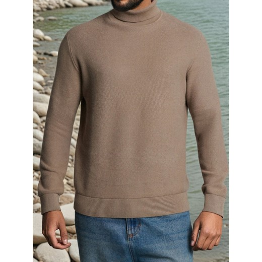 Sinsay - Sweter basic - brązowy Sinsay L Sinsay