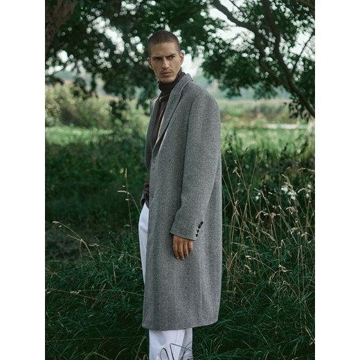 Reserved - Płaszcz z dodatkiem wełny - szary ze sklepu Reserved w kategorii Płaszcze męskie - zdjęcie 186696770