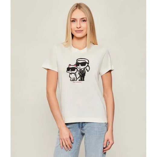 Karl Lagerfeld T-shirt IKON SKETCH DUO | Regular Fit ze sklepu Gomez Fashion Store w kategorii Bluzki damskie - zdjęcie 186697211