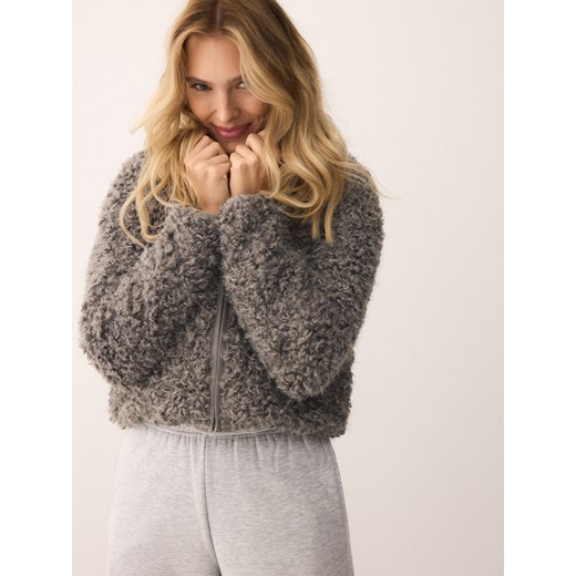 Reserved - Bluza z imitacji baranka - ciemnoszary - id: 756GA-90X - marki Reserved - 186698541 Reserved - Bluza z imitacji baranka - ciemnoszary ze sklepu Reserved w kategorii Bluzy damskie - zdjęcie 186698541