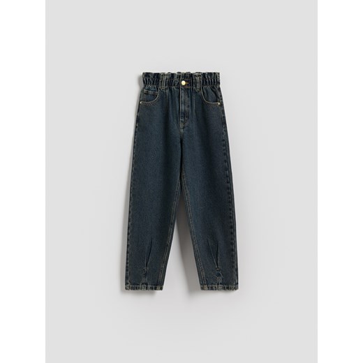 Reserved - Jeansy paperbag - granatowy ze sklepu Reserved w kategorii Spodnie dziewczęce - zdjęcie 186698623